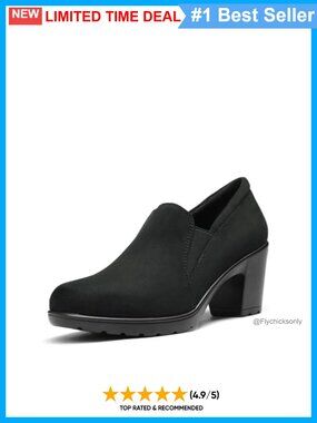 Women's Block Heel Loafers Pumps Faux Leather Comfort Work Shoes